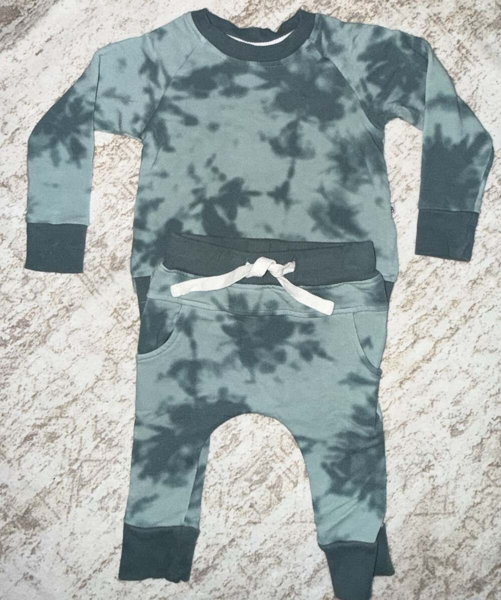 Little Bum Bums Green Tie-Dye Long Sleeve Sweatshirt and Jogger Set